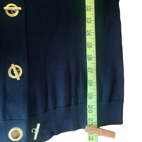 Ellen Tracy black sweater with gold tone toggle closure. - Picture 8 of 11